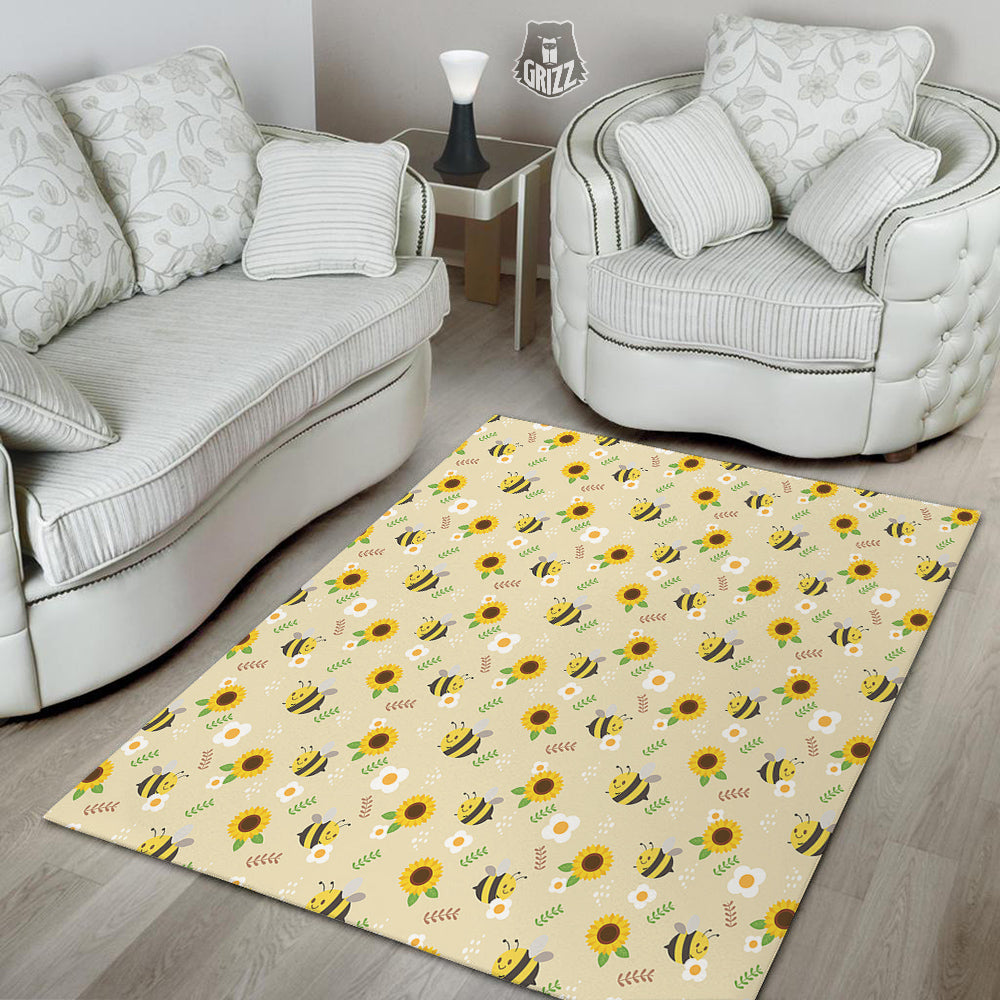 Bee Cute Cartoon Print Pattern Floor Mat-grizzshop