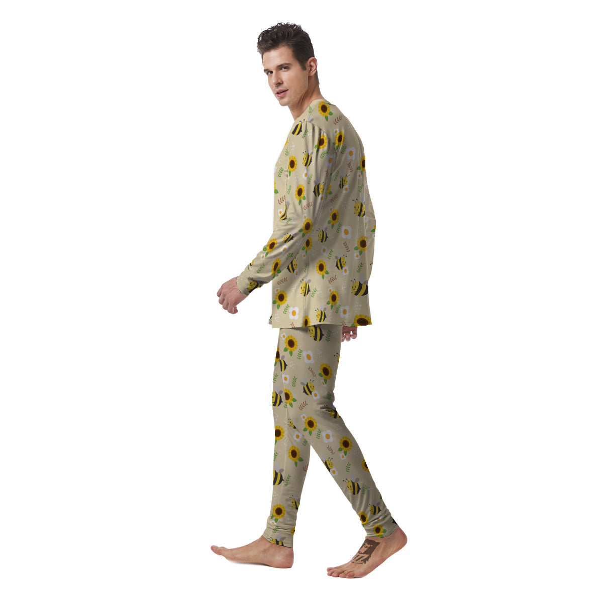 Bee Cute Cartoon Print Pattern Men's Pajamas-grizzshop