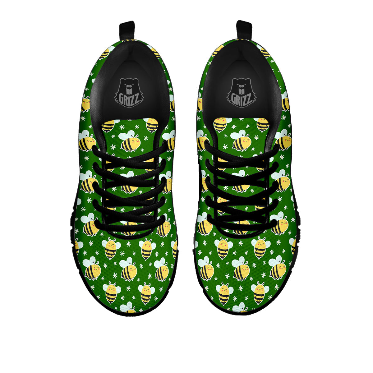 Bee Cute Honey Print Pattern Black Sneaker-grizzshop