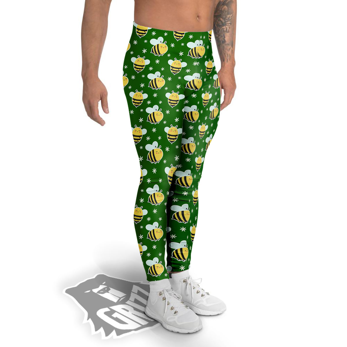 Bee Cute Honey Print Pattern Men's Leggings-grizzshop