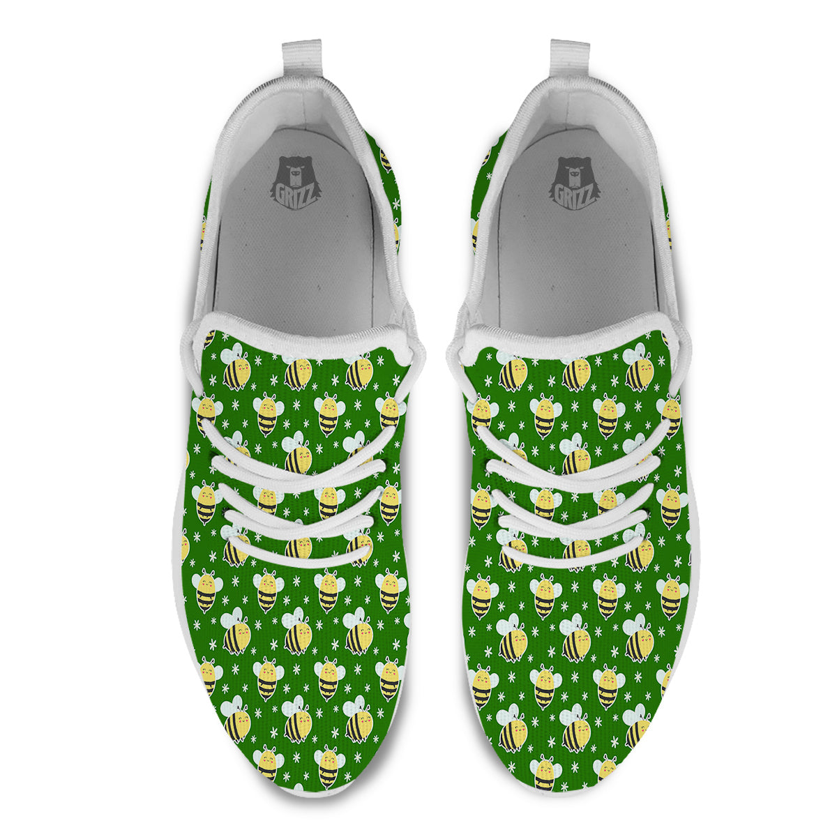Bee Cute Honey Print Pattern White Athletic Shoes-grizzshop