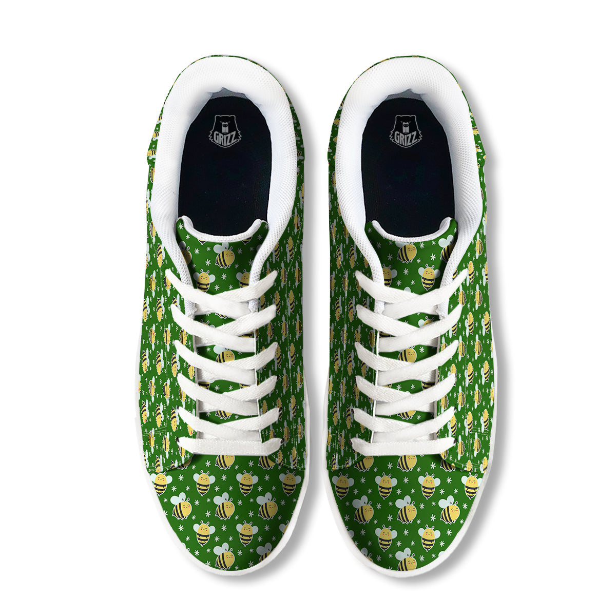 Bee Cute Honey Print Pattern White Low Top Sneakers-grizzshop
