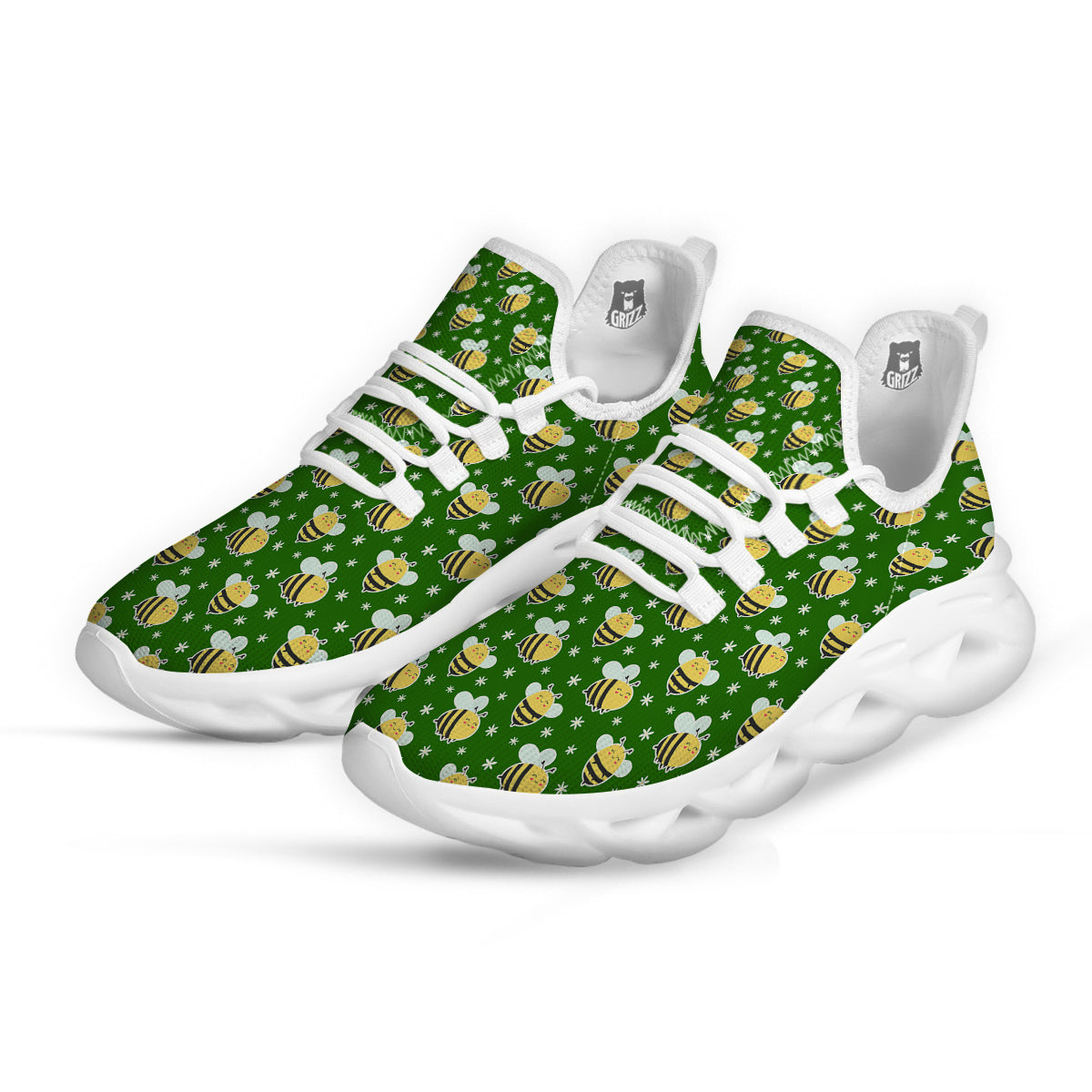 Bee Cute Honey Print Pattern White Running Shoes-grizzshop