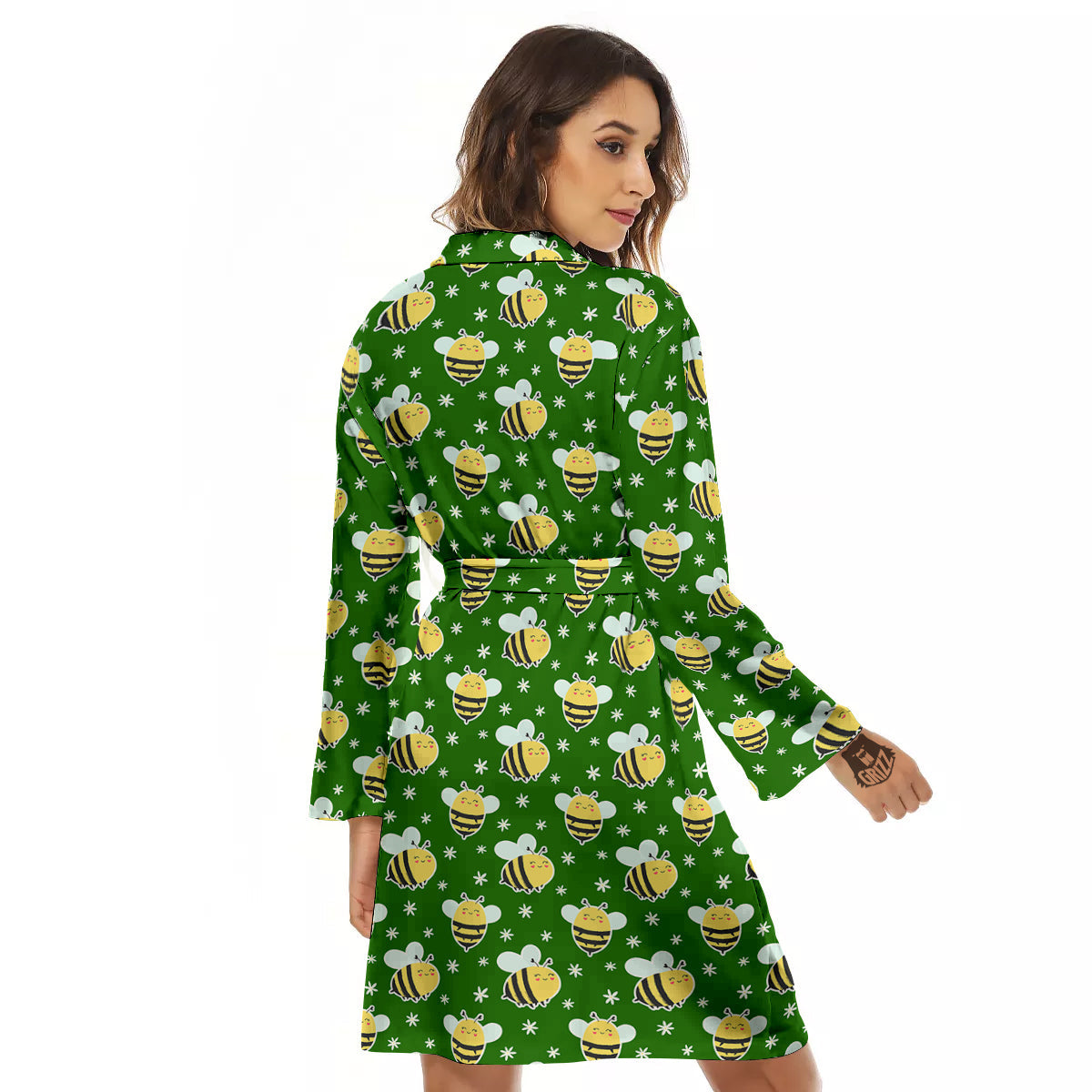 Bee Cute Honey Print Pattern Women's Robe-grizzshop