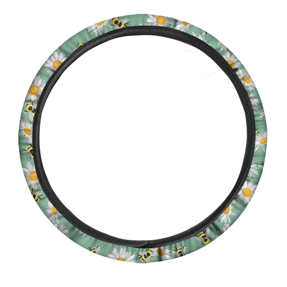 Bee Flower Print Pattern Car Steering Wheel Cover-grizzshop