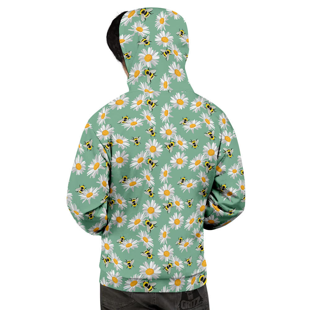 Bee Flower Print Pattern Men's Hoodie-grizzshop