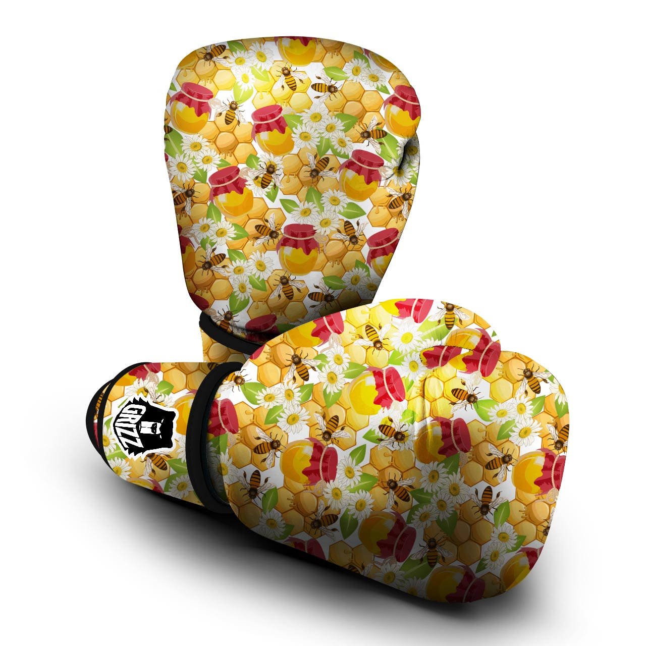 Bee Hive Sweet Honey Print Pattern Boxing Gloves-grizzshop