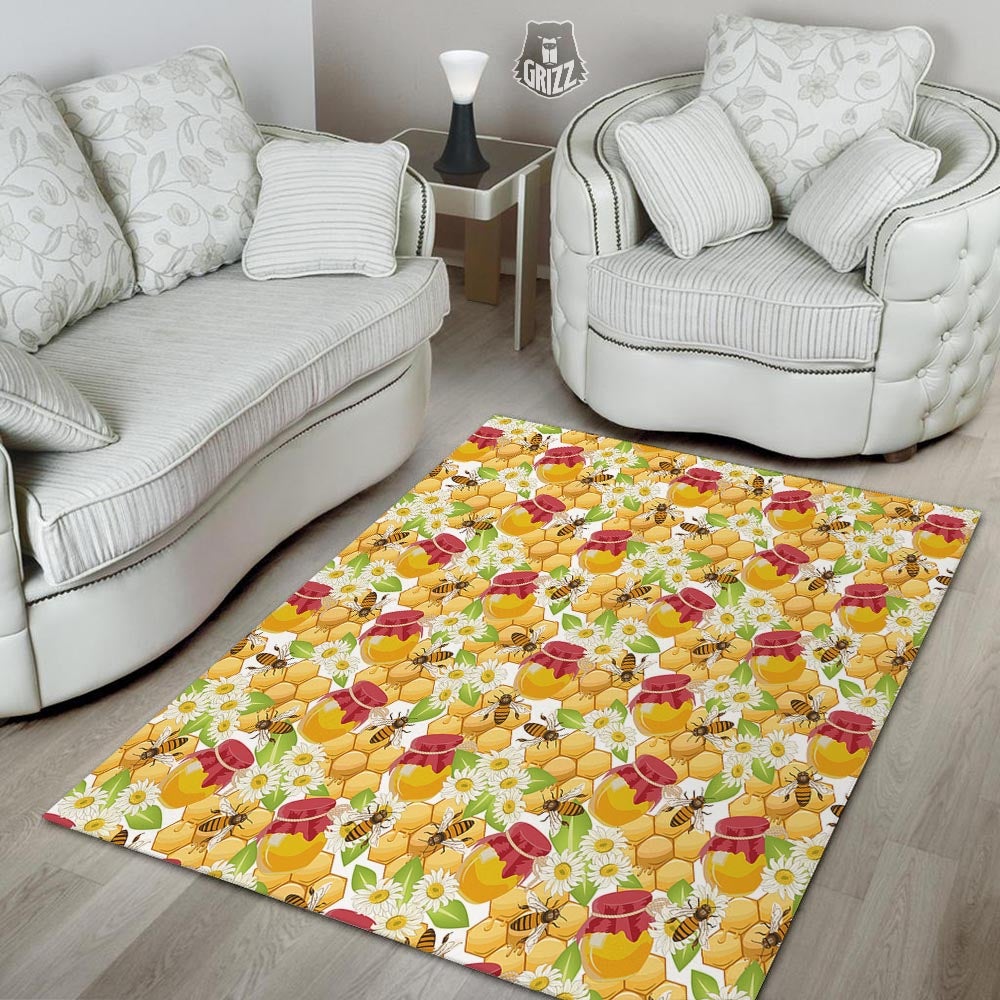 Bee Hive Sweet Honey Print Pattern Floor Mat-grizzshop