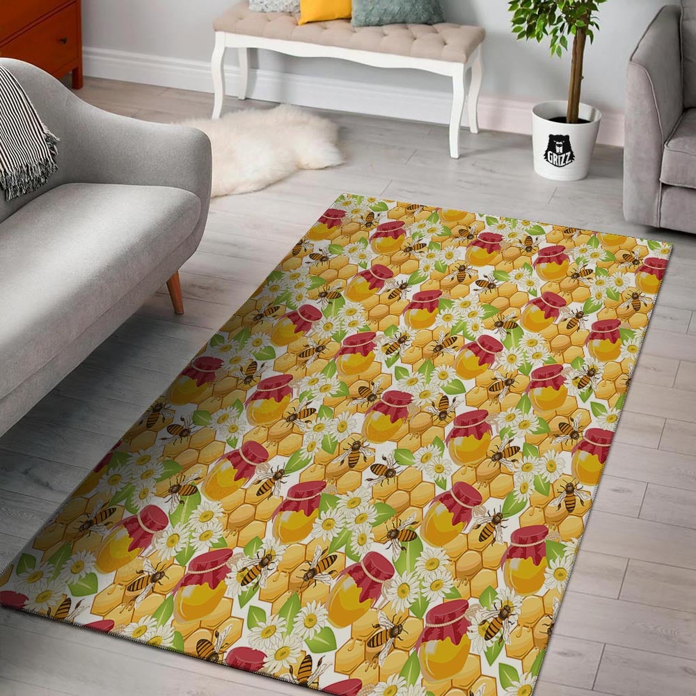Bee Hive Sweet Honey Print Pattern Floor Mat-grizzshop
