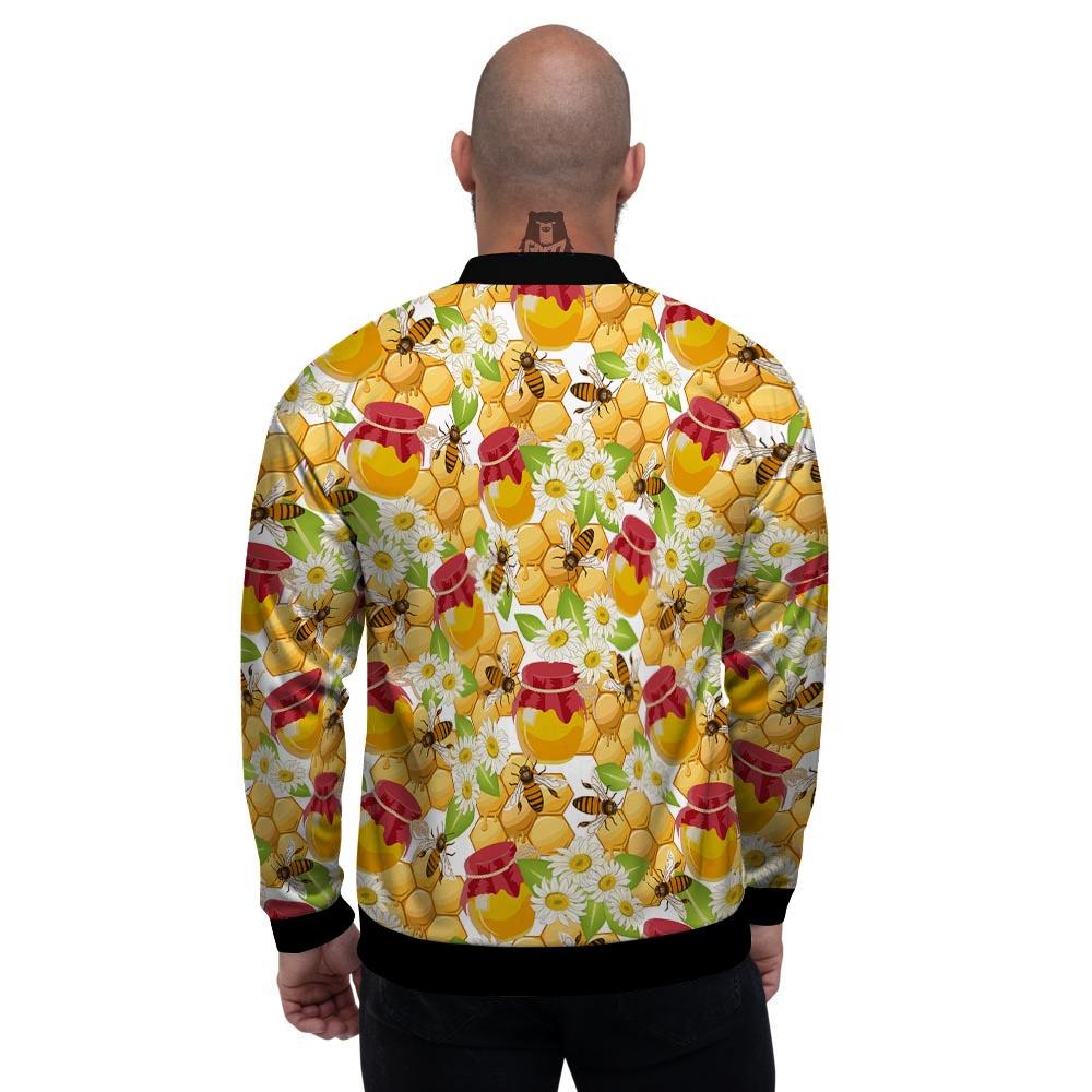 Bee Hive Sweet Honey Print Pattern Men's Bomber Jacket-grizzshop