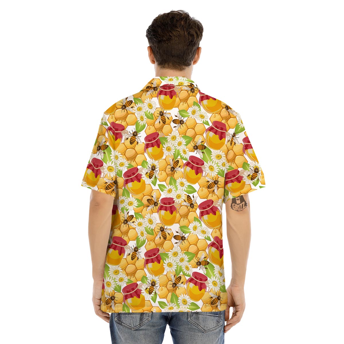 Bee Hive Sweet Honey Print Pattern Men's Hawaiian Shirt-grizzshop