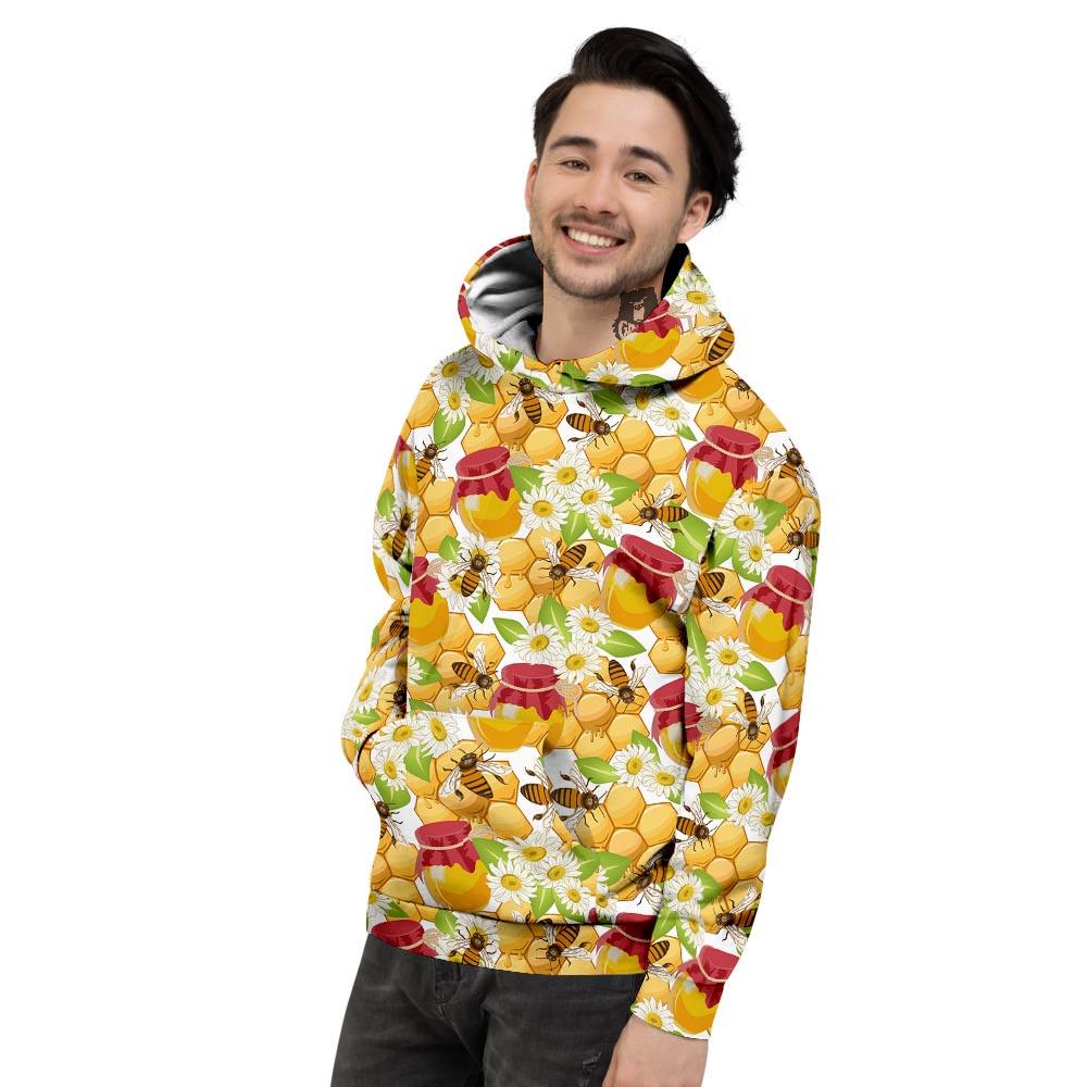Bee Hive Sweet Honey Print Pattern Men's Hoodie-grizzshop