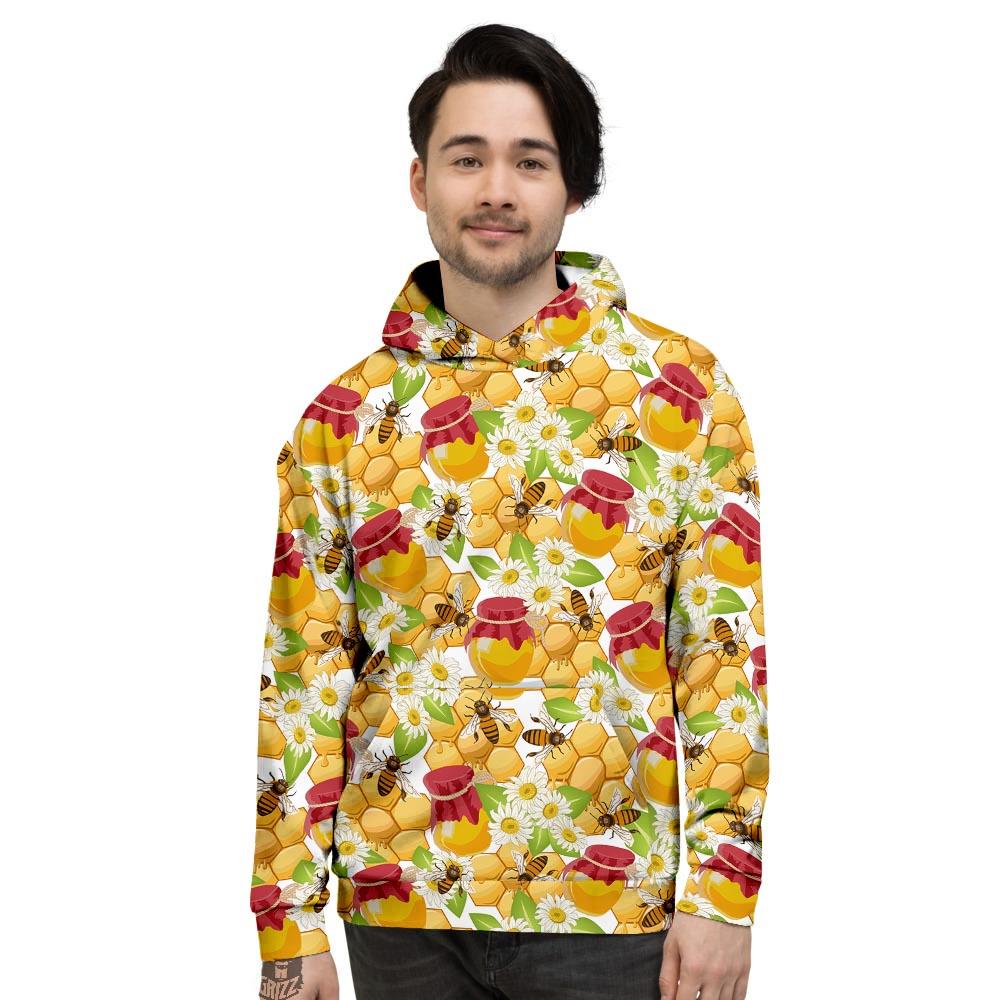 Bee Hive Sweet Honey Print Pattern Men's Hoodie-grizzshop