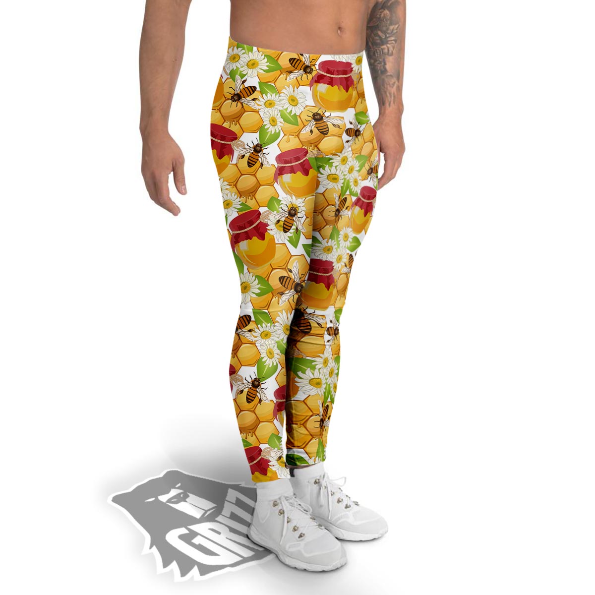 Bee Hive Sweet Honey Print Pattern Men's Leggings-grizzshop