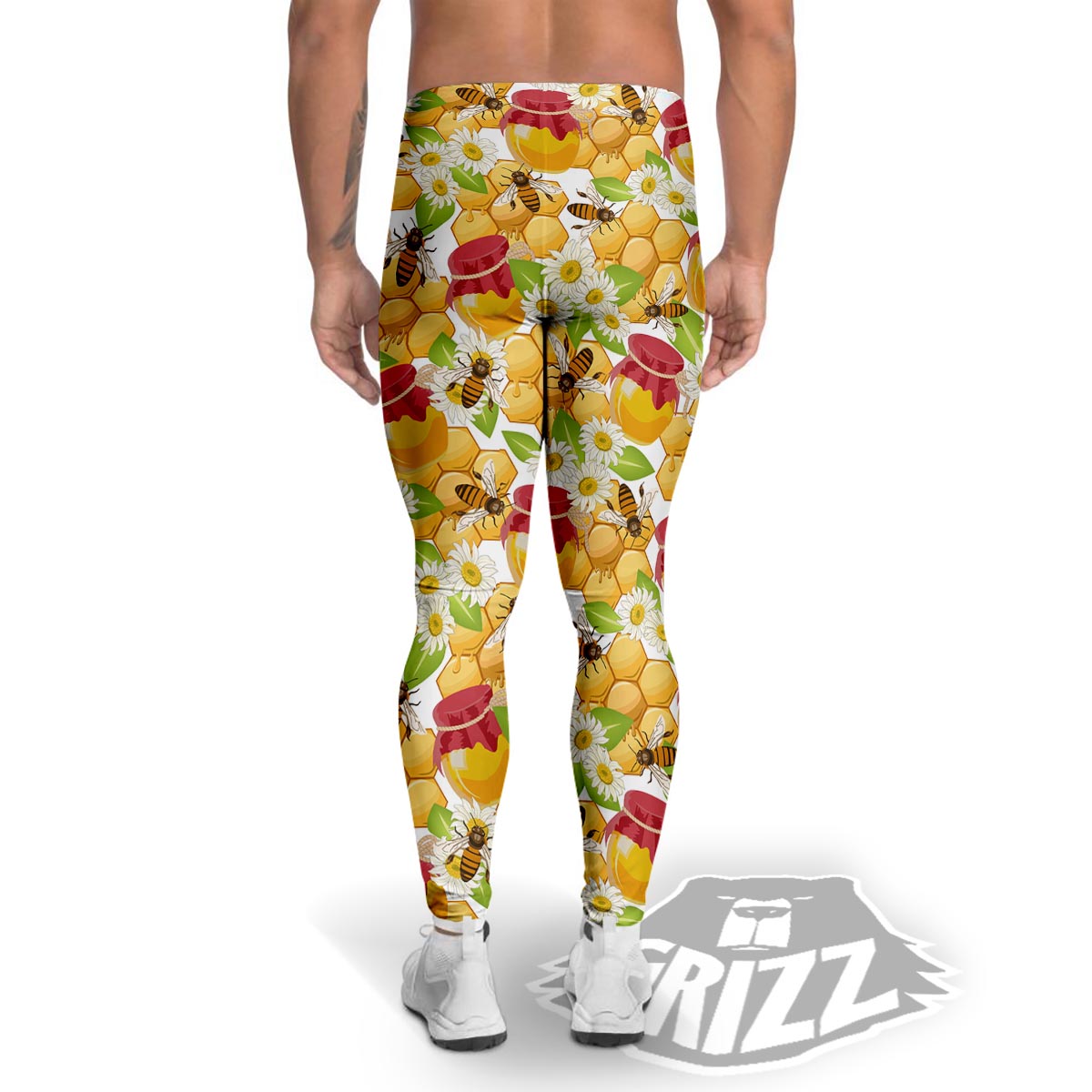Bee Hive Sweet Honey Print Pattern Men's Leggings-grizzshop