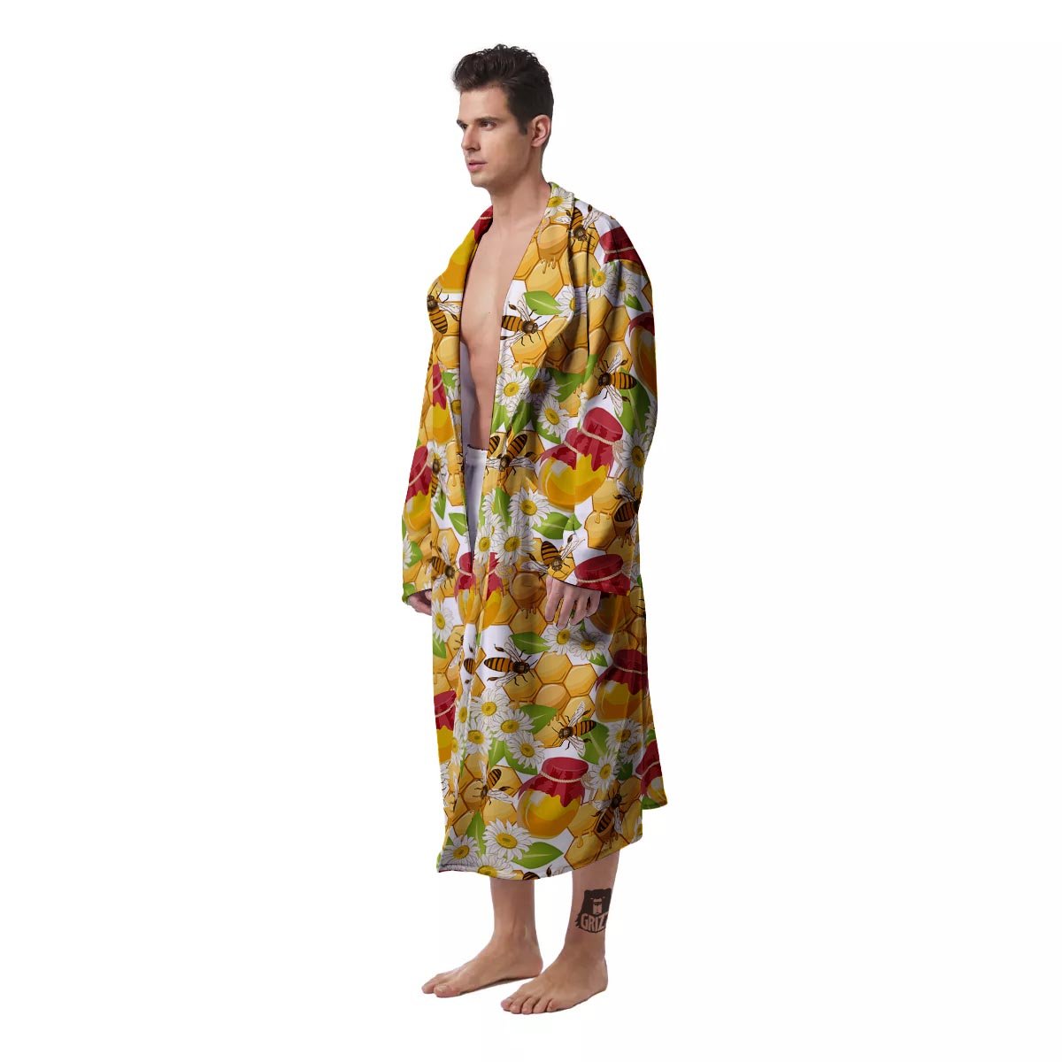 Bee Hive Sweet Honey Print Pattern Men's Robe-grizzshop