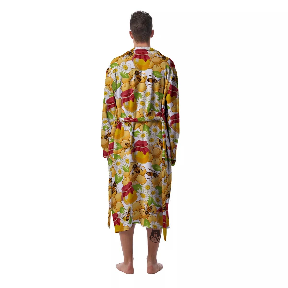 Bee Hive Sweet Honey Print Pattern Men's Robe-grizzshop