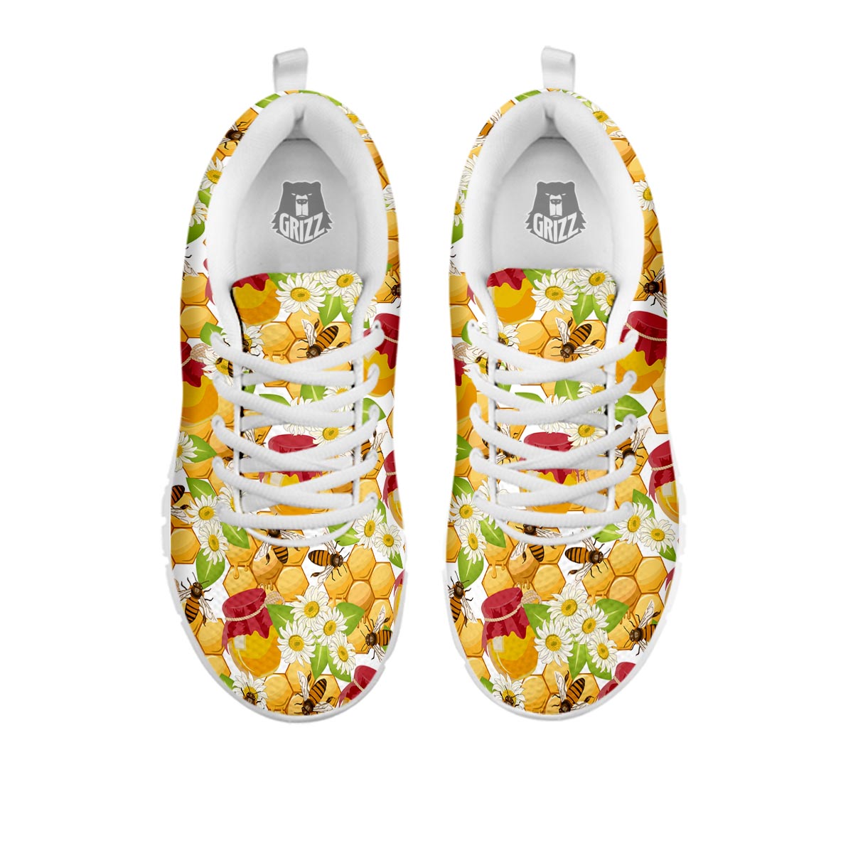 Bee Hive Sweet Honey Print Pattern White Sneaker-grizzshop