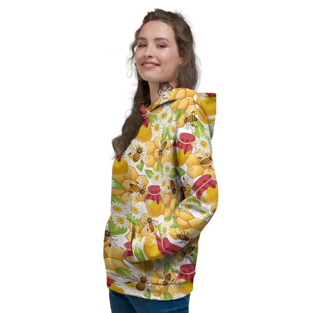Bee Hive Sweet Honey Print Pattern Women's Hoodie-grizzshop