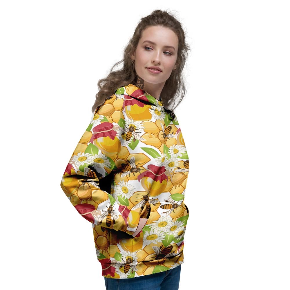 Bee Hive Sweet Honey Print Pattern Women's Hoodie-grizzshop