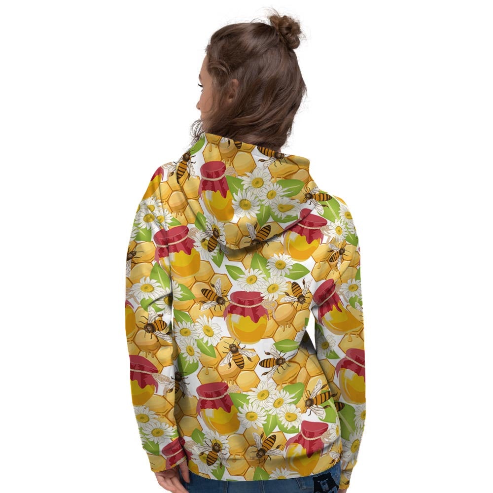 Bee Hive Sweet Honey Print Pattern Women's Hoodie-grizzshop