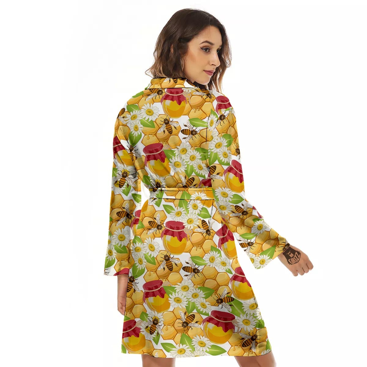 Bee Hive Sweet Honey Print Pattern Women's Robe-grizzshop