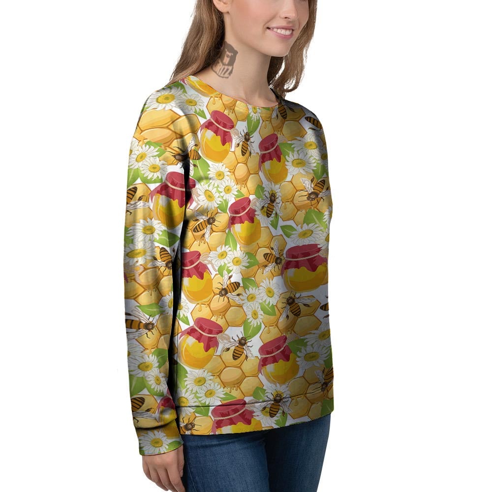 Bee Hive Sweet Honey Print Pattern Women's Sweatshirt-grizzshop