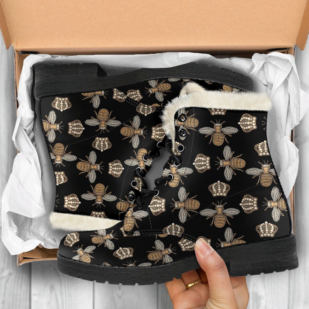Bee Honey Gifts Pattern Print Comfy Winter Boots-grizzshop