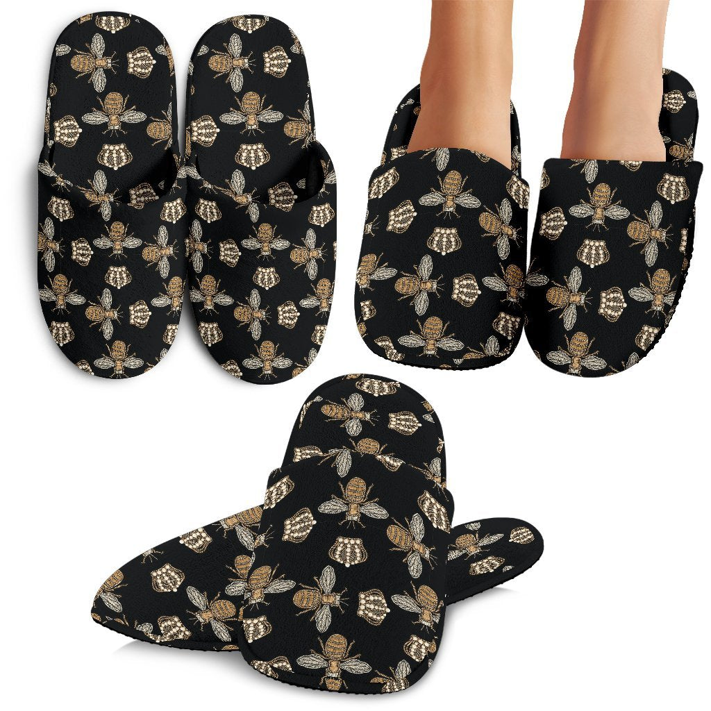 Bee Honey Gifts Pattern Print Premium Home Slippers-grizzshop