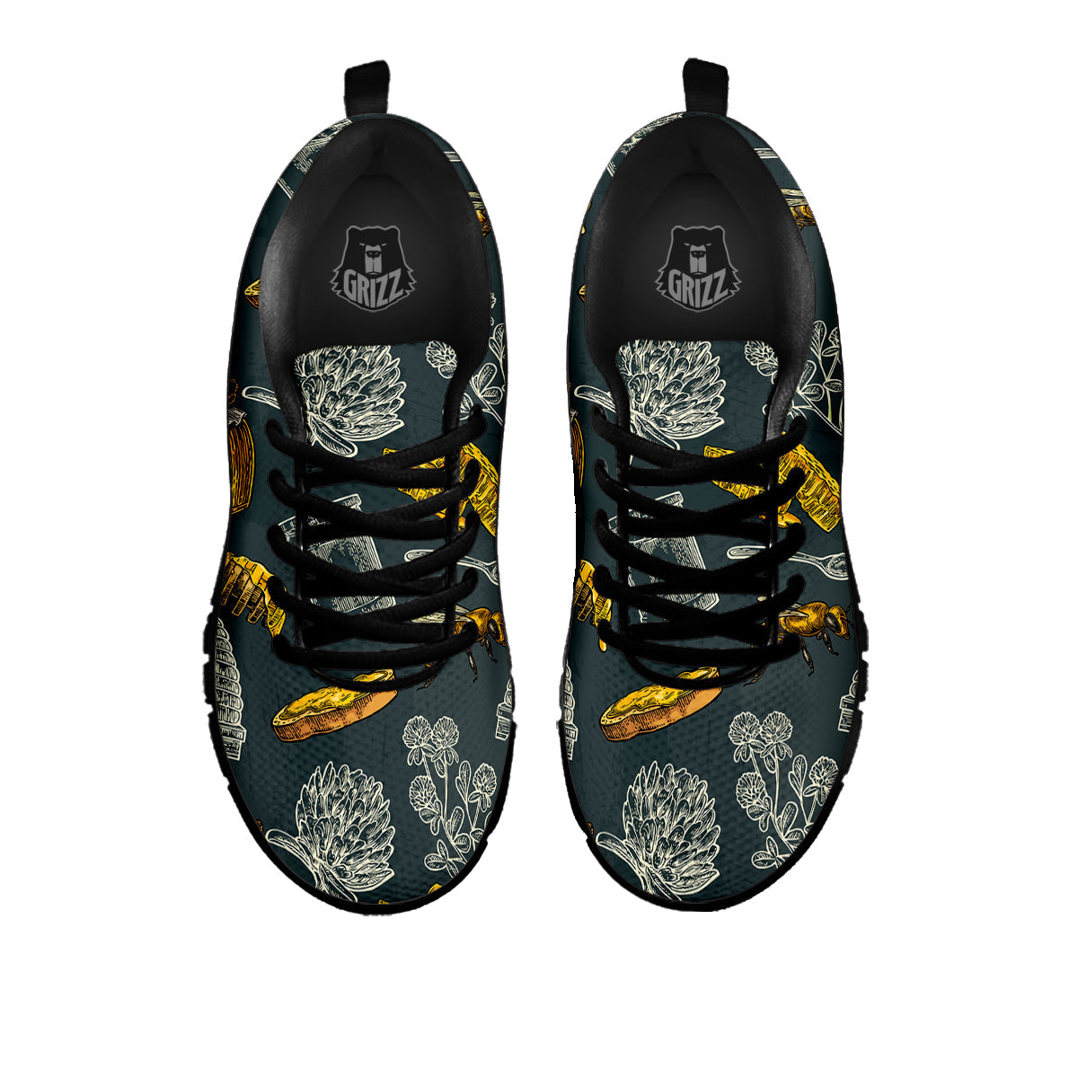 Bee Honey Vintage Print Pattern Black Sneaker-grizzshop