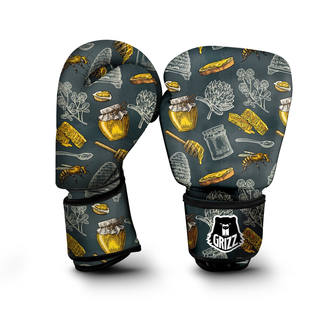 Bee Honey Vintage Print Pattern Boxing Gloves-grizzshop