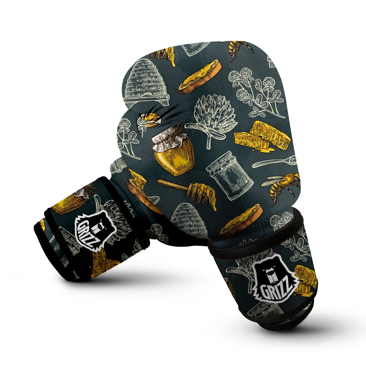 Bee Honey Vintage Print Pattern Boxing Gloves-grizzshop