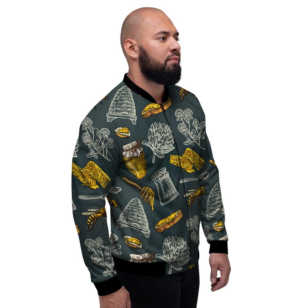 Bee Honey Vintage Print Pattern Men's Bomber Jacket-grizzshop