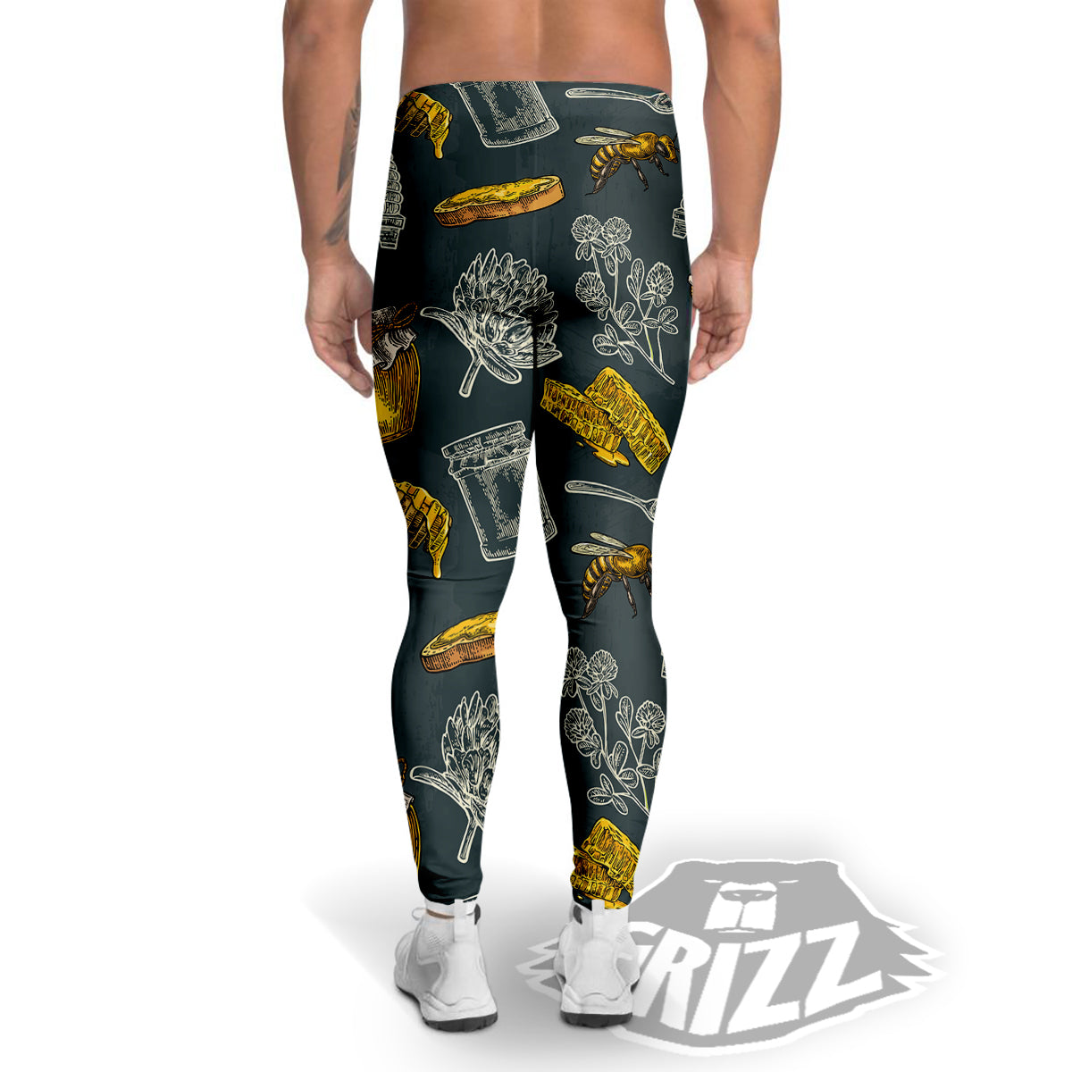 Bee Honey Vintage Print Pattern Men's Leggings-grizzshop