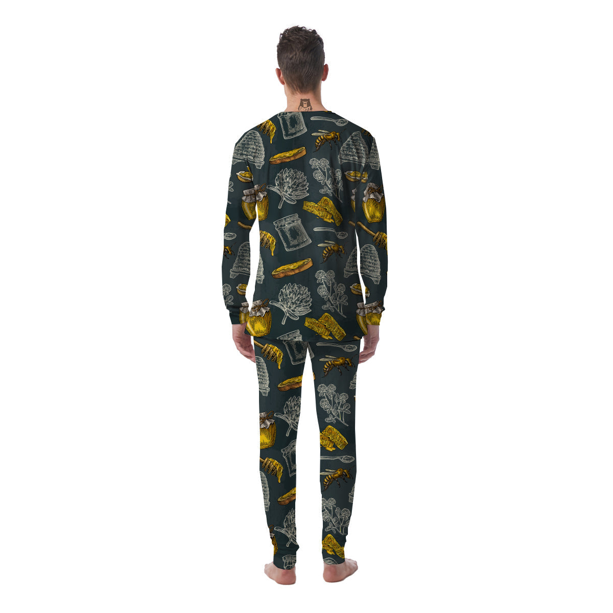 Bee Honey Vintage Print Pattern Men's Pajamas-grizzshop