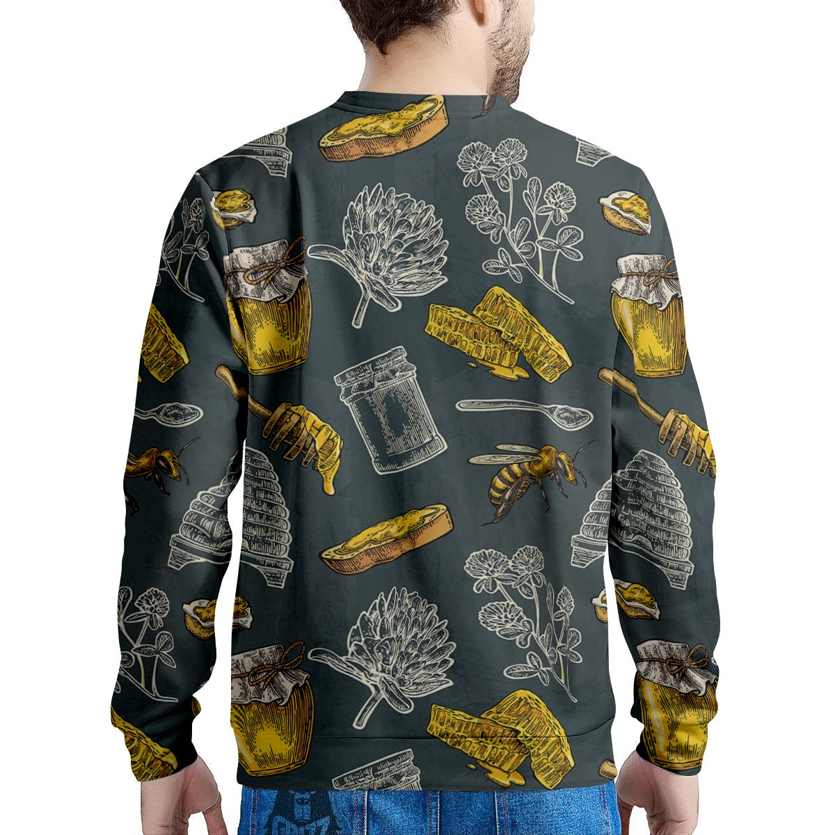 Bee Honey Vintage Print Pattern Men's Sweatshirt-grizzshop