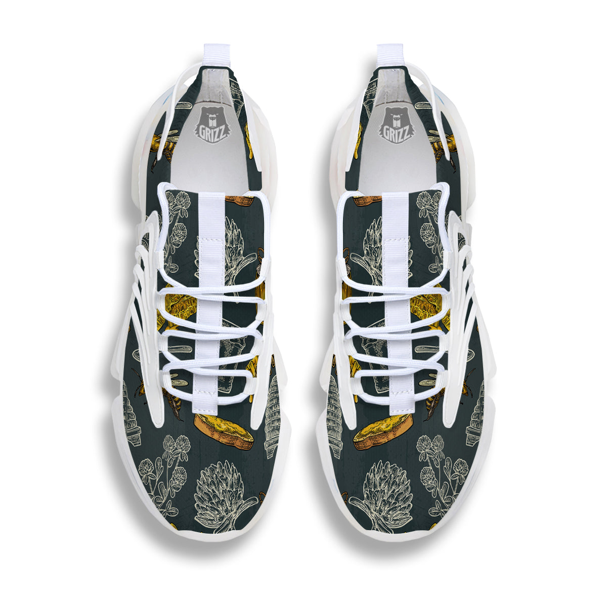 Bee Honey Vintage Print Pattern White Gym Shoes-grizzshop