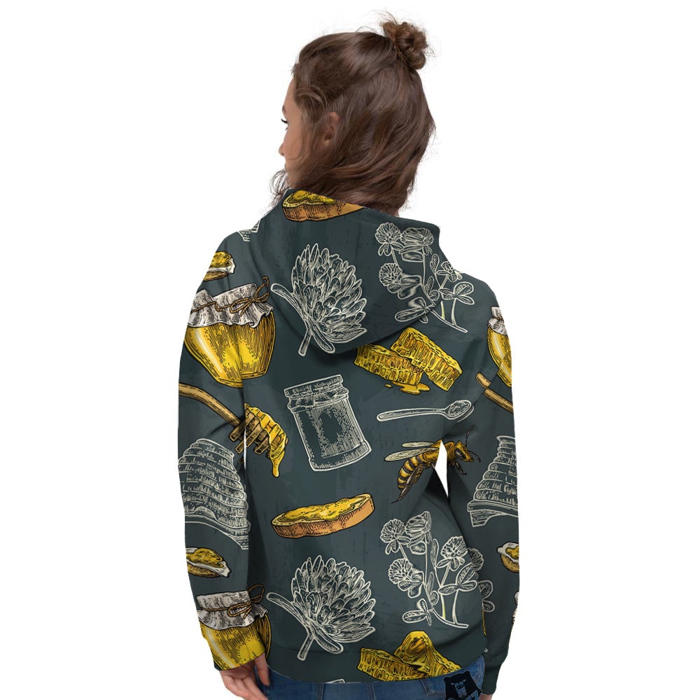 Bee Honey Vintage Print Pattern Women's Hoodie-grizzshop