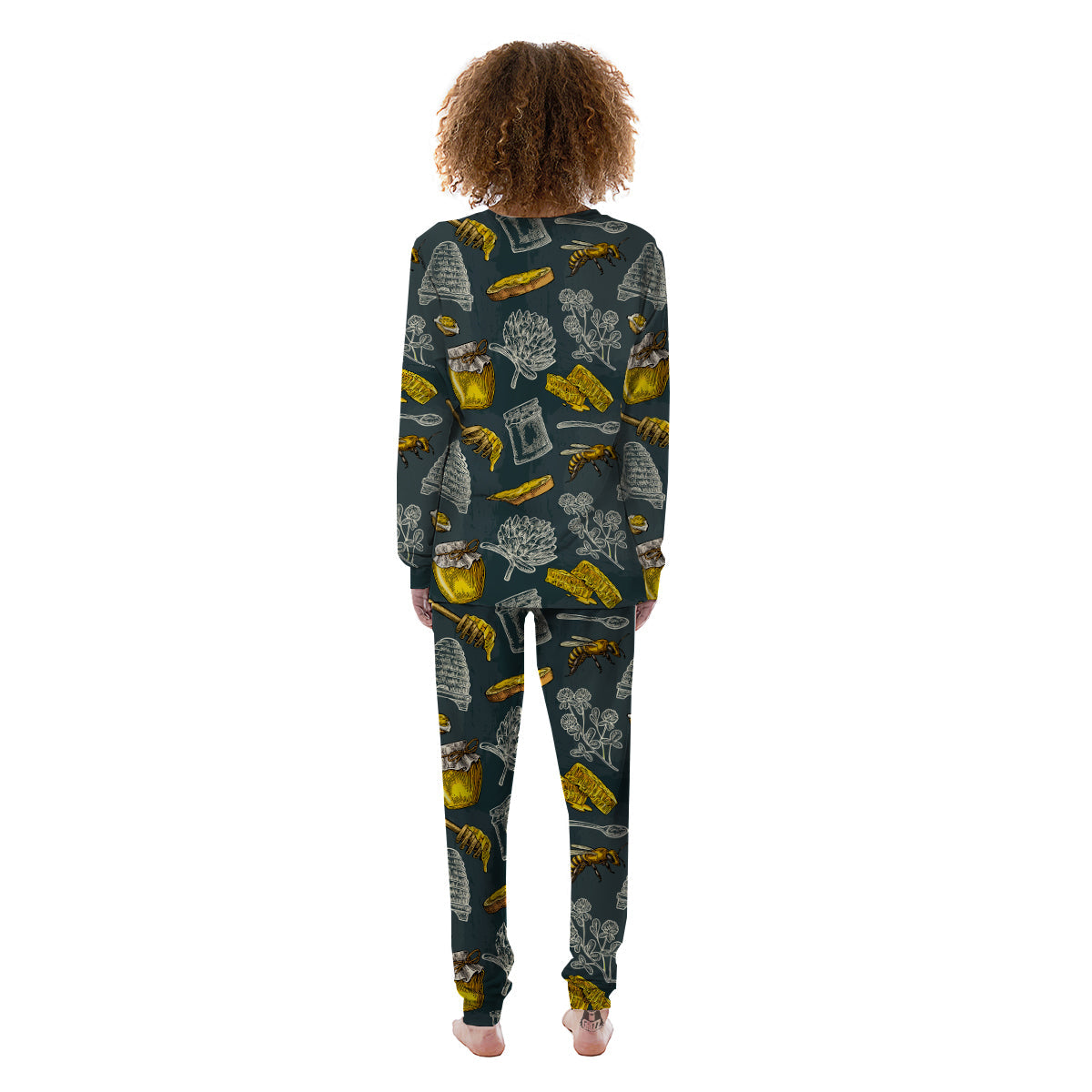 Bee Honey Vintage Print Pattern Women's Pajamas-grizzshop