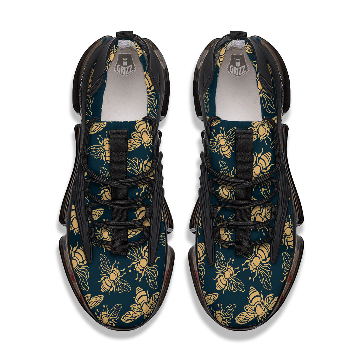 Bee Vintage Print Pattern Black Gym Shoes-grizzshop