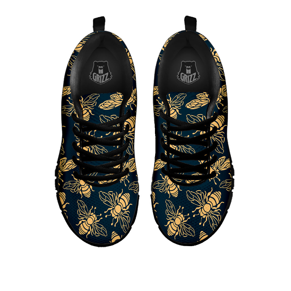 Bee Vintage Print Pattern Black Sneaker-grizzshop