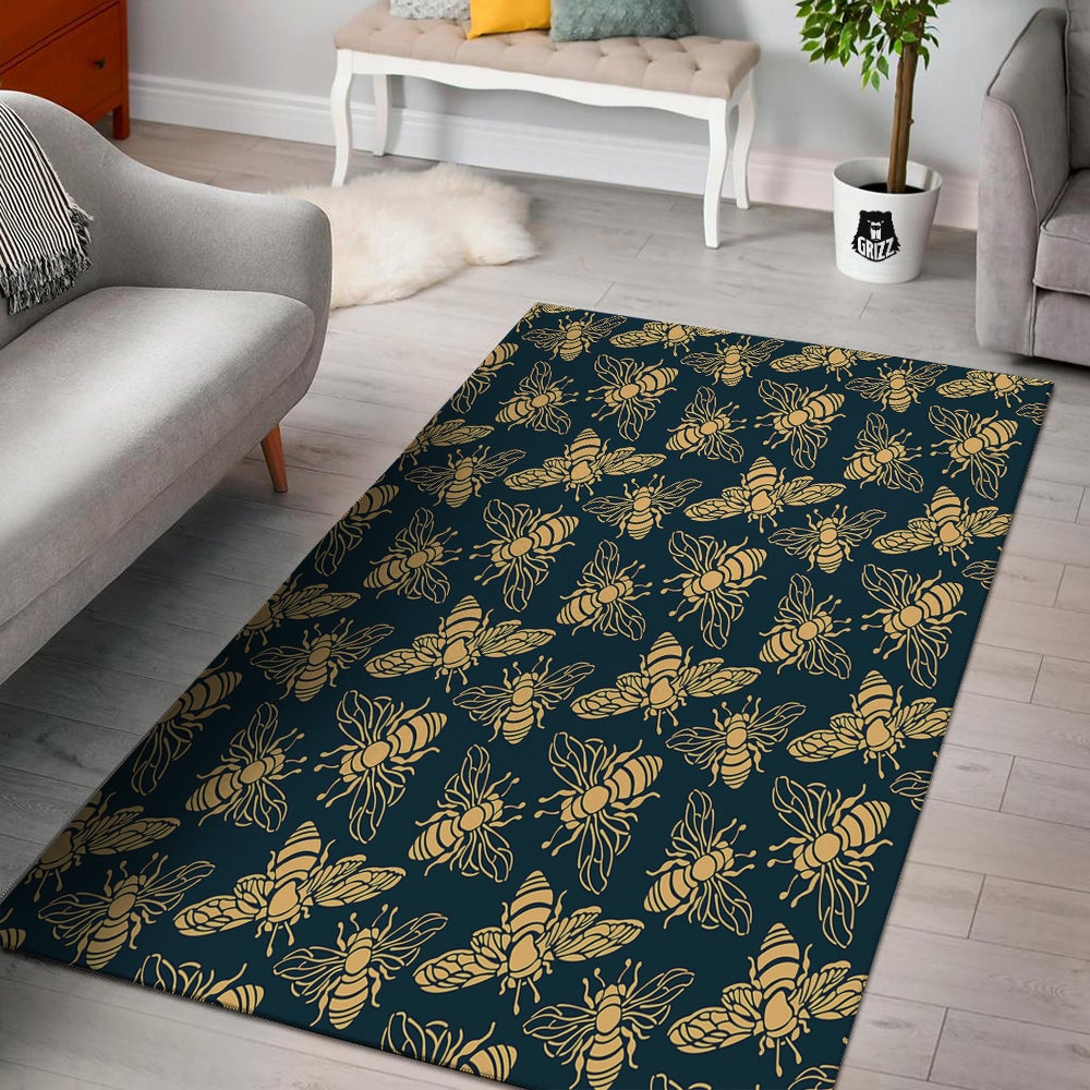 Bee Vintage Print Pattern Floor Mat-grizzshop