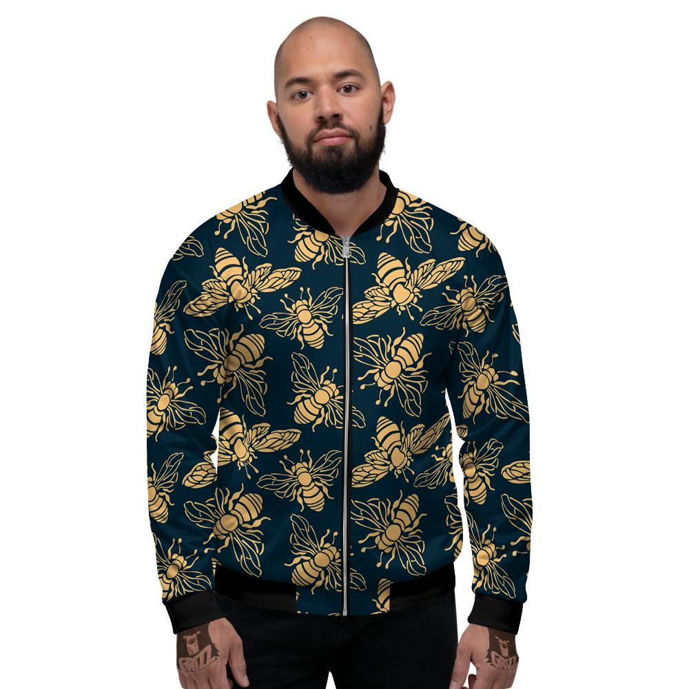 Bee Vintage Print Pattern Men's Bomber Jacket-grizzshop