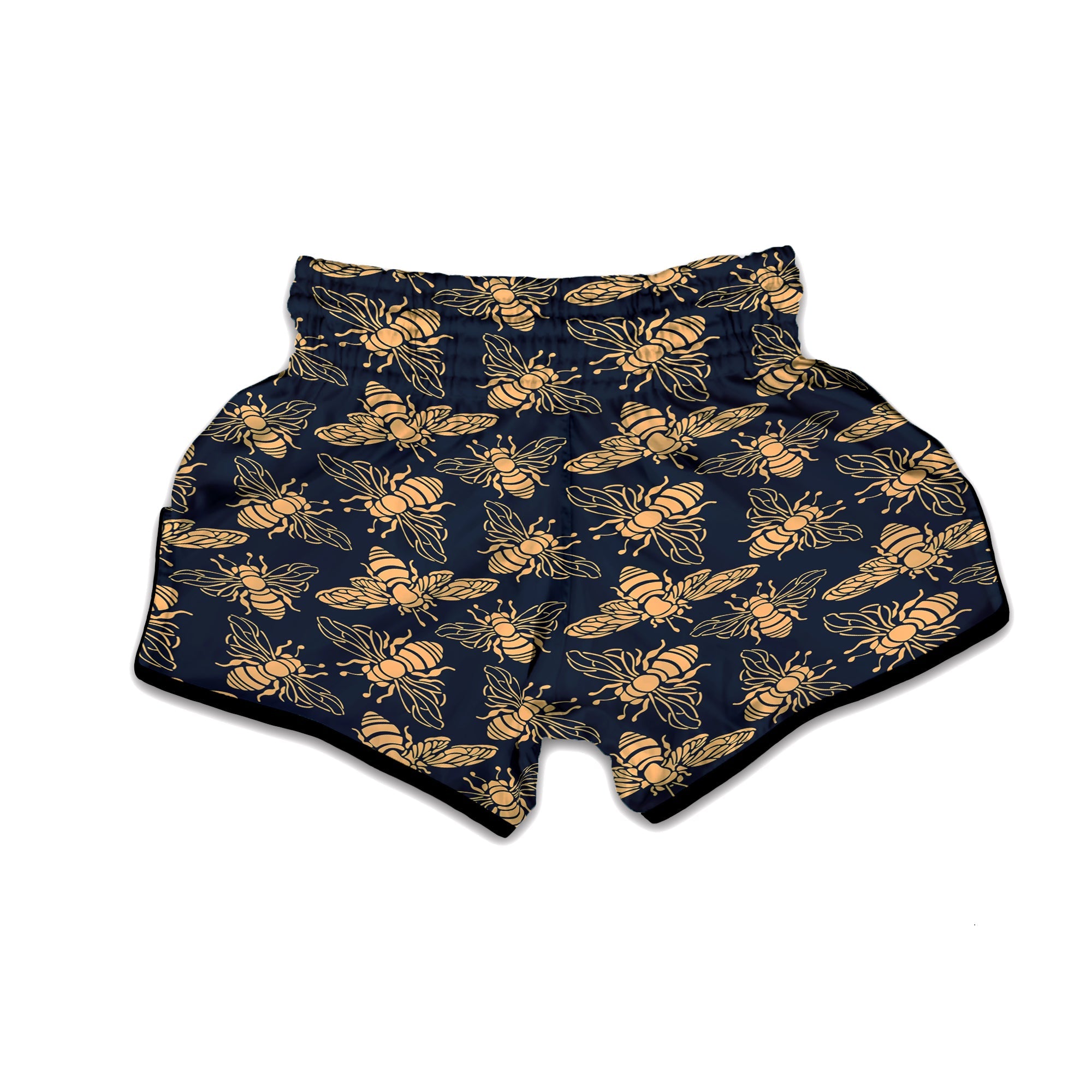 Bee Vintage Print Pattern Muay Thai Boxing Shorts-grizzshop