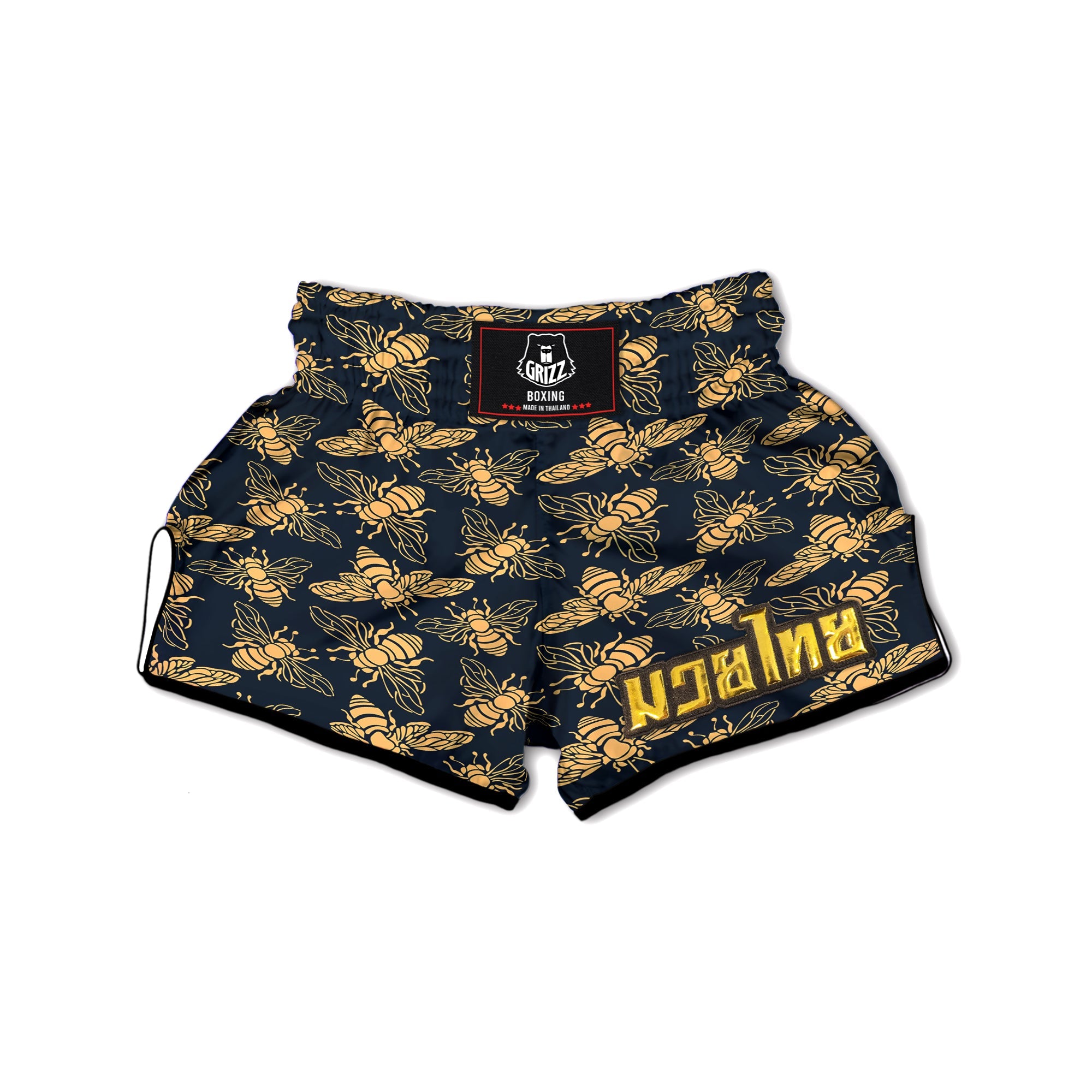 Bee Vintage Print Pattern Muay Thai Boxing Shorts-grizzshop