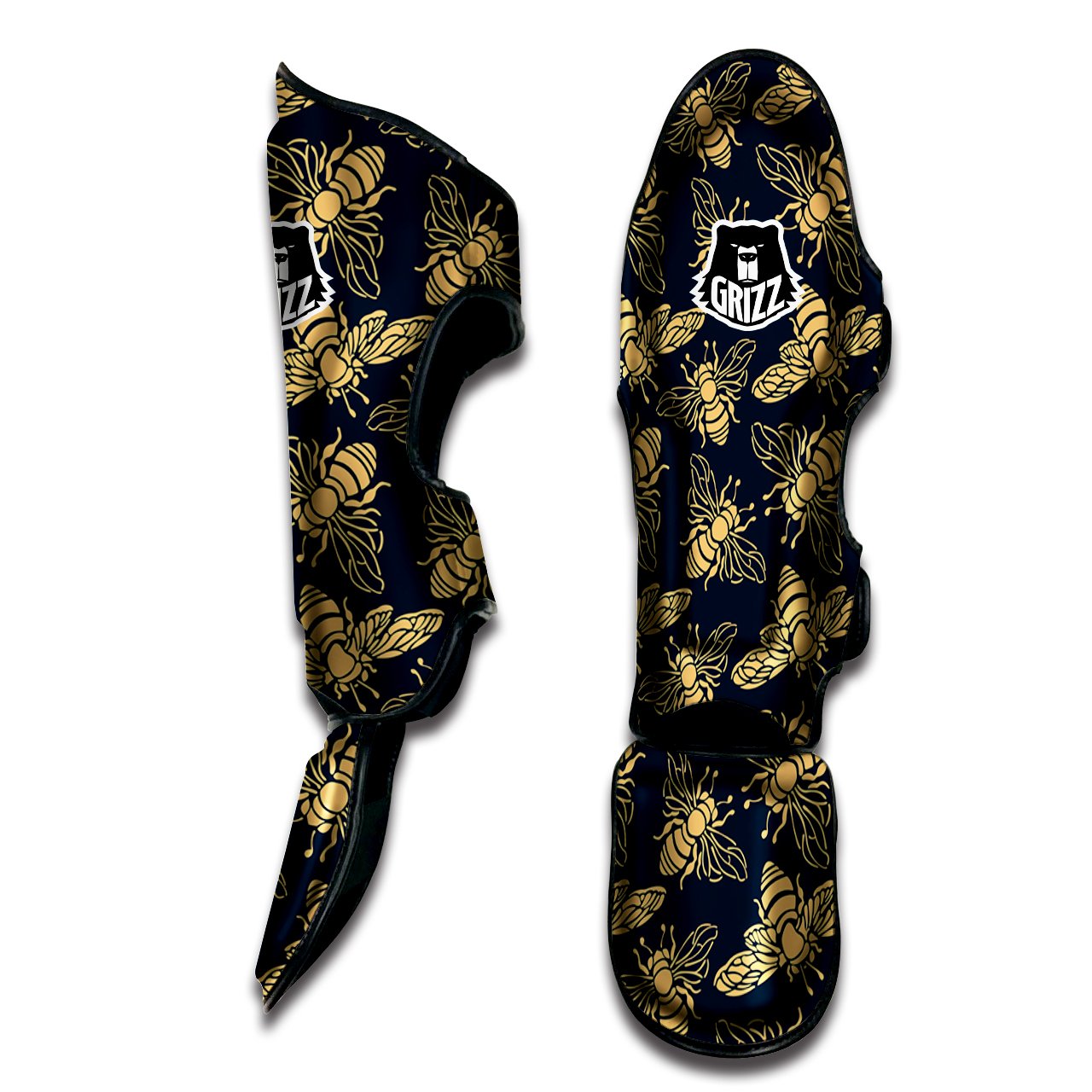 Bee Vintage Print Pattern Muay Thai Shin Guards-grizzshop