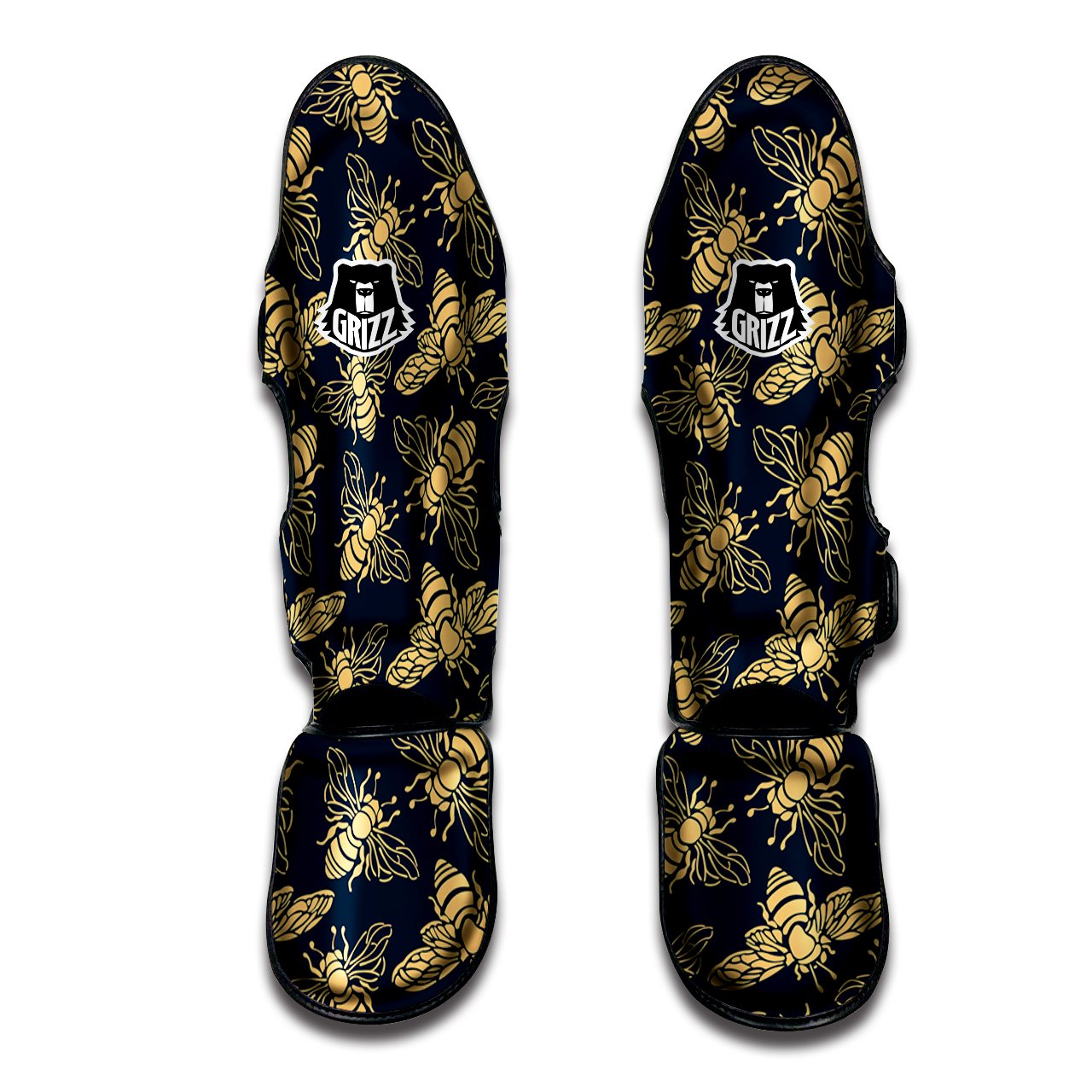 Bee Vintage Print Pattern Muay Thai Shin Guards-grizzshop