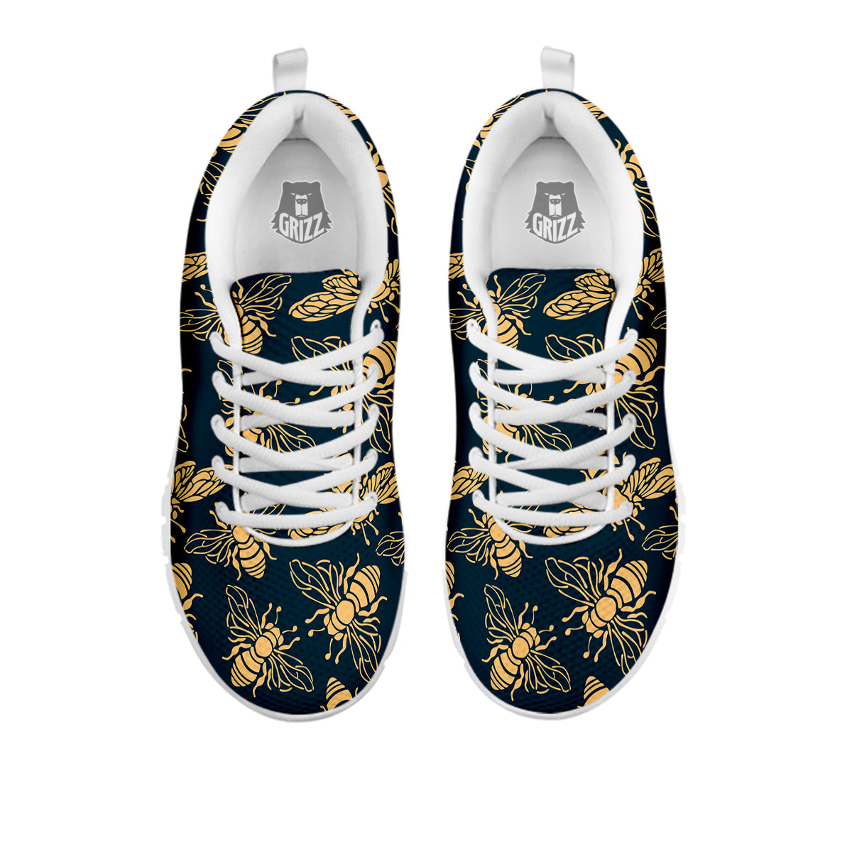 Bee Vintage Print Pattern White Sneaker-grizzshop
