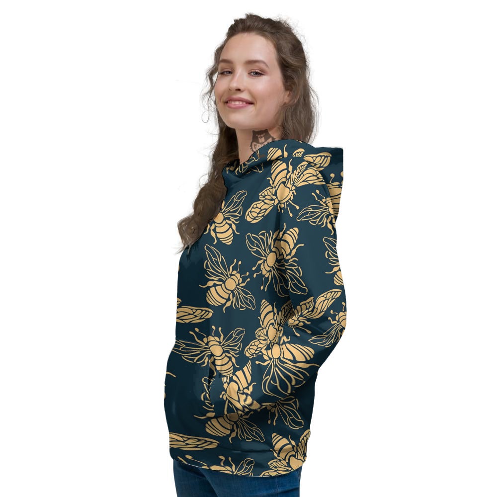 Bee Vintage Print Pattern Women's Hoodie-grizzshop