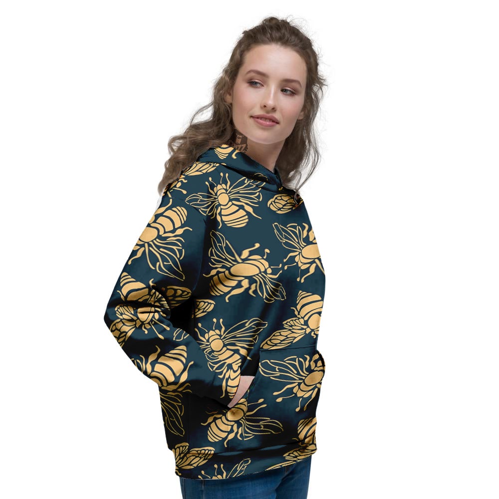 Bee Vintage Print Pattern Women's Hoodie-grizzshop